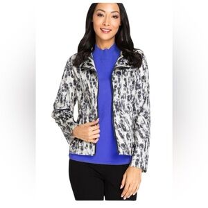 Multiples Black Grey and Cream Animal Print Jacket Size Small Faux Suede Blazer